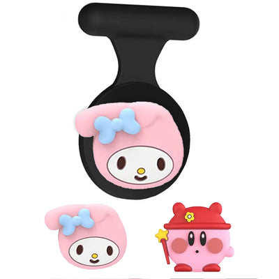 Pink My Melody AirTag holder case with bow, black strap for girls