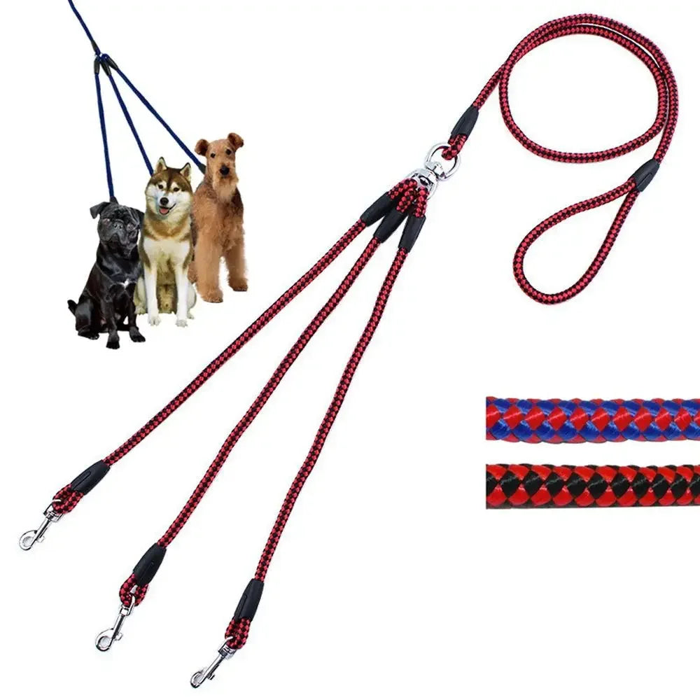 Durable 3 Way Couplers Rope Safety Cord Triple Pet Leashes Pet Supplies Braid Pet Rope Puppy Rope Leash Leash Lead Pet Leashes