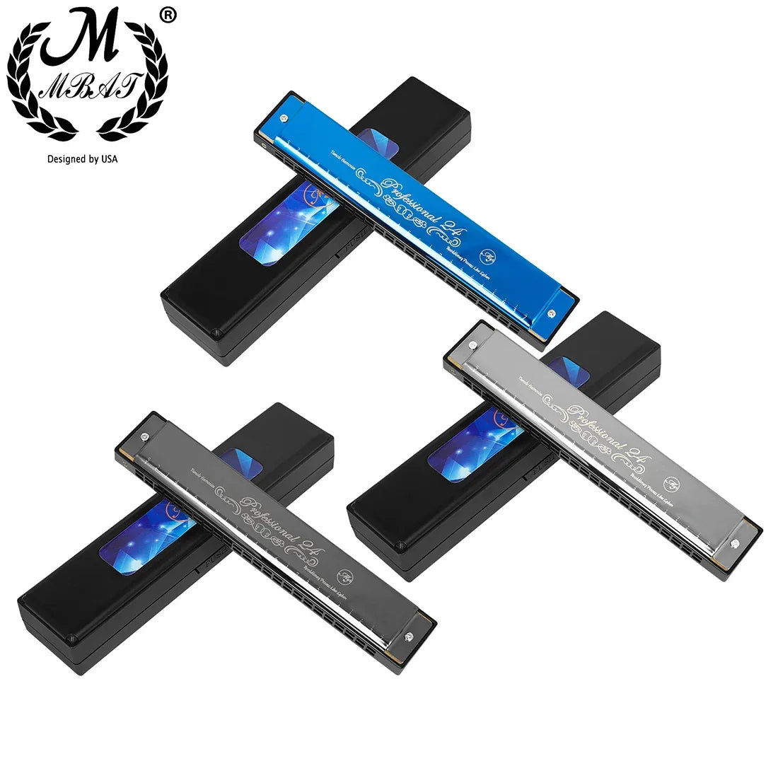 24 Holes Harmonica Key of C Professional Tremolo Mouth Organ With Case For Adults Professionals and Students Harmonica