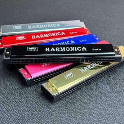 24 Hole Metal Harmonica Children's Early Education Instrument Self-learning Introductory Chromatic Color Double Row Harmonica