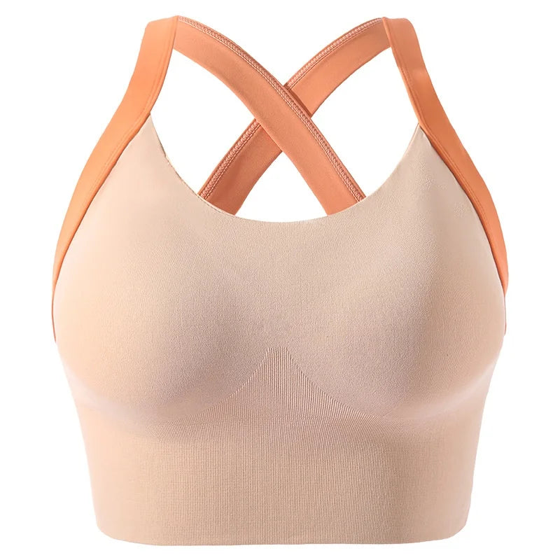High Impact Sports Bras for Women Solid Color Underwear Gathered Without Steel Rings Sexy Suspender Running Back Brag