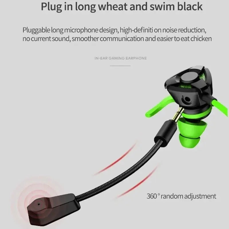 E Sports Gaming with Microphone In-ear Headphones Noise-cancelling Plug-in Mobile Computer Earbuds Wired Earphone PUBG Headset