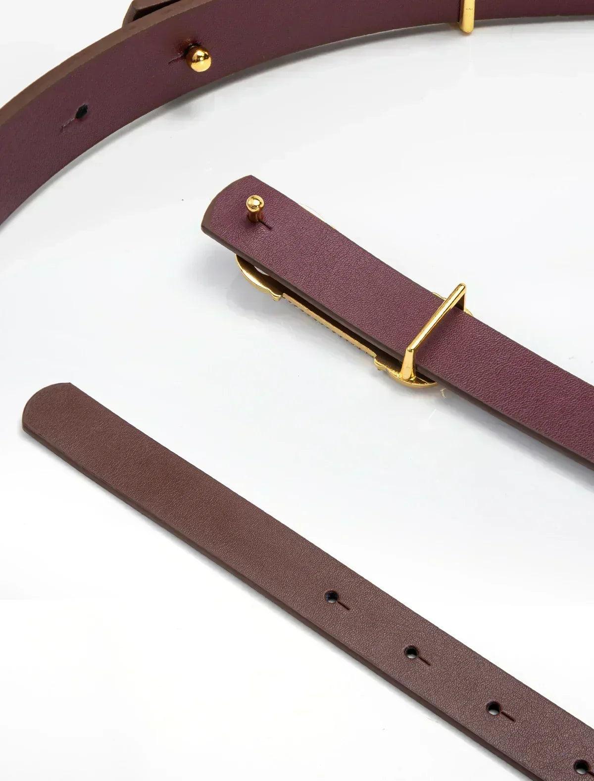 Women designer alloy buckle genuine leather |waist strap | female | jeans |trouser