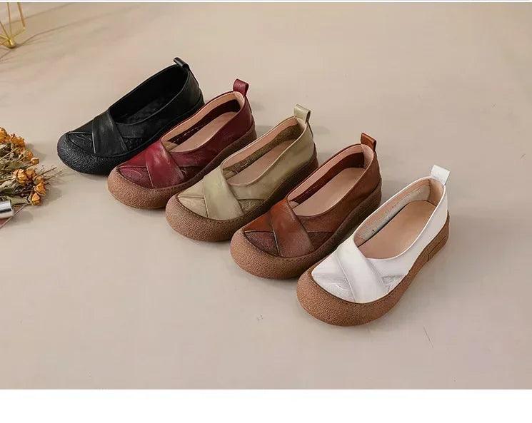 Authentic anti skid slip on leather flat shoes ladies shallow loafers woman comfy soft moccasin