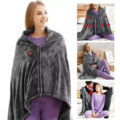 USB Heated Blanket Wearable Body Warmer Heating Shawl 9 Heated Areas Winter Electric Blanket 3 Heated Level For Home And Office