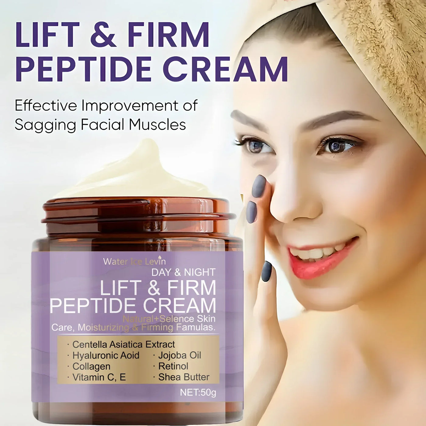 Firming Peptide Powerful Day and Night Cream, Brightening and Hydrating Skin Renewal Cream, Anti-Aging Facial Moisturizer