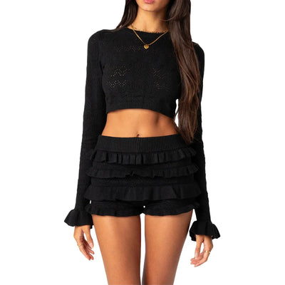 Women s Embroidered Knit Crop Top