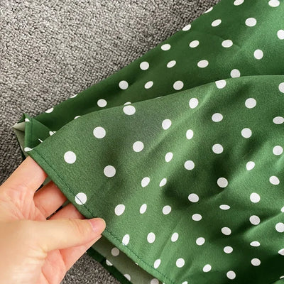 V Neck Sexy Dolman Sleeves Waist Slim Polka Dot Print Jumpsuit Women Wide Leg Trousers Jumpsuit