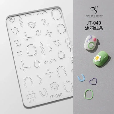 Geometric Bowknot Grid Lace Flora Edge Nail Art Silicone Carving Mold Mould Star Daisy Flower Charms Bow Tie Snowflake Template