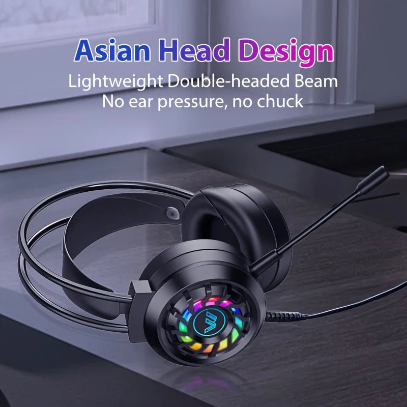 Gaming Headset Wired 7.1 Channel Noise Cancelling Multifunctional Surround Sound Headphone Over-Ear For Computer Laptop USB