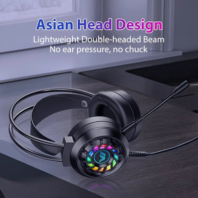 Gaming Headset Wired 7.1 Channel Noise Cancelling Multifunctional Surround Sound Headphone Over-Ear For Computer Laptop USB