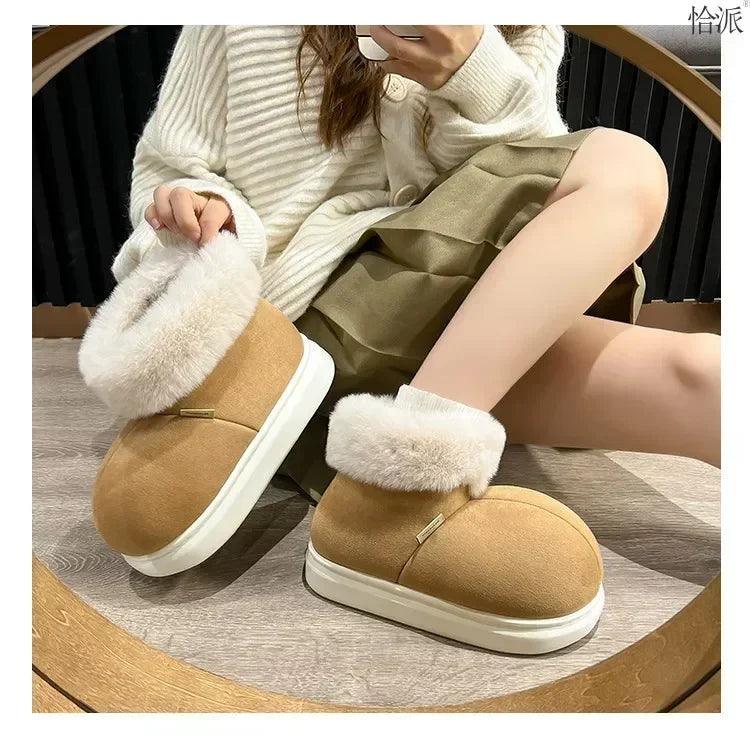 Kidmi classic fur boots for women winter outdoor fashion ankle long padded new indoor warm shoes