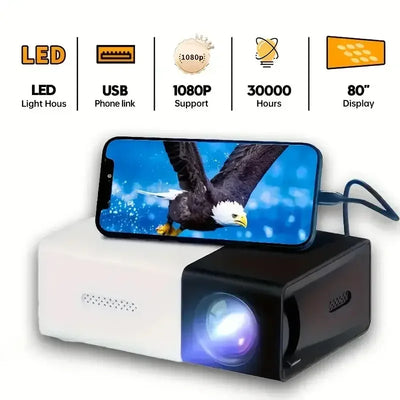 Hd 1080P Portable Smart Projector - Ideal for home theater and outdoor use, compatible with mobile phones perfect for parties