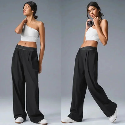 High Waisted Straight Leg Pants for Women Outdoor Leisure Sports Wide Leg Pants Joggers Black Loose Yoga Women's Trousers