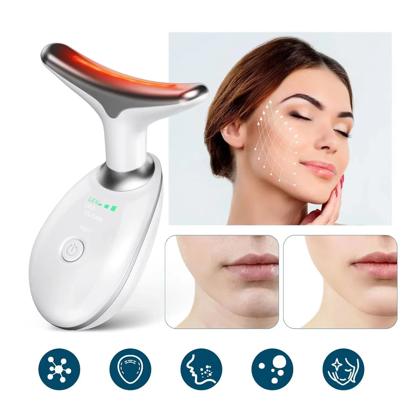 Neck massager face three lighting modes skin enhancement device LED beauty machine