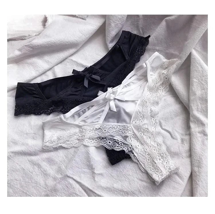 Thong women's underwear ice silk sexy lace cross belt light luxury low waist T pants sexy hollow temptation thong women