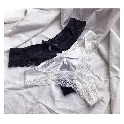 Thong women's underwear ice silk sexy lace cross belt light luxury low waist T pants sexy hollow temptation thong women