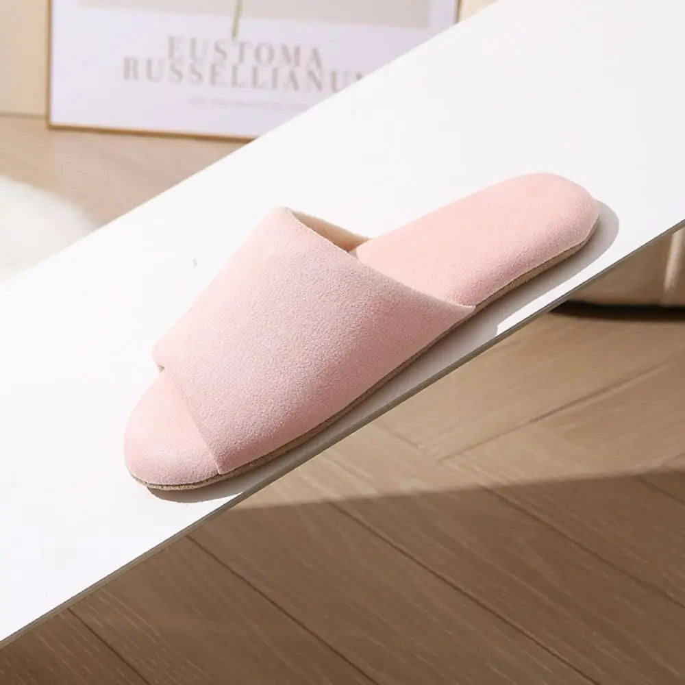 Fashion Japanese Style Suede Nap Slippers Open Toed Soft Silent Soles Slippers Casual House Shoes Indoor Slippers Women Female