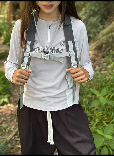 2025 Mountain Style Backpack Couple, Retro Color Block Hiking Bag, Lightweight Large Capacity Daypack for Outdoor