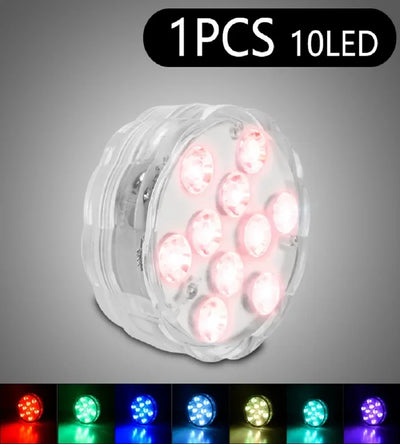 10LED RGB Submersible LED Lamp Underwater Night Light Outdoor Swimming Pool Light Wedding Party Vase Bowl Fish Tank Decoration