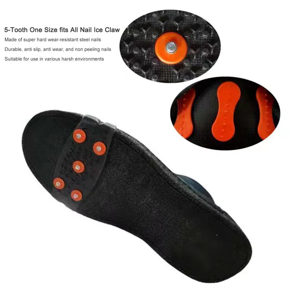 5-Stud Climbing Crampons Anti Slip Mountaineering Cleats Unisex Snow Claw Shoe Covers Walking Hiking Accessories