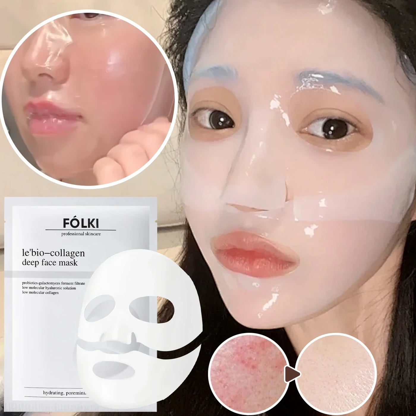 5/10PCS Collagen Face Mask Shrink Pores Deep Hydrating Overnight Mask Moisturizing Refreshing Brightening Korean Face Skin Care