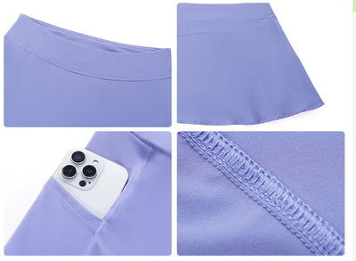 Women Sports Skorts High Waist Tennis Skirt With Pocket Fitness Running Athletic Golf Culotte Gym Sportswear Shorts