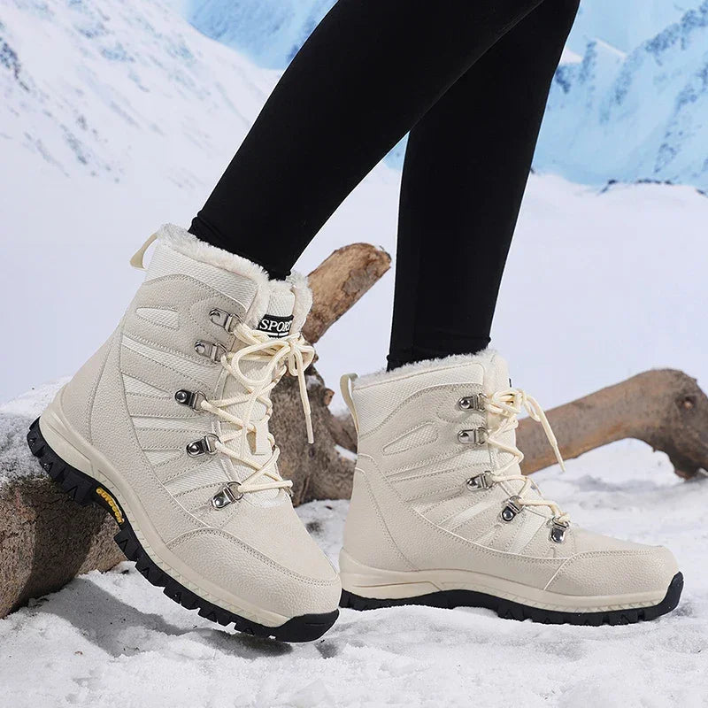 2025 New WinterFleece-Lined Thickened Wear-Resistant Outdoor Climbing Shoes Women's Cotton Snow Boots High-Top Cotton Shoes
