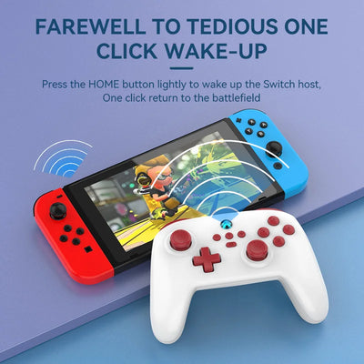 Wireless Gaming Controller for Switch/PC/Android/iOS Bluetooth 6-Axis Gamepad with Motor Vibration TURBO Wake-up Best Choice