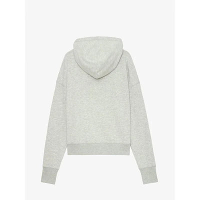 Zipper Sweatshirt Grey Cardigan Hooded Women