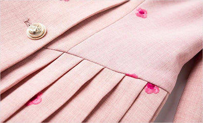 ZJYT New Fashion Women's Autumn Blazer Dresses Long Sleeve Embroidery Double Breasted Office Dress Plus Size Female Clothing