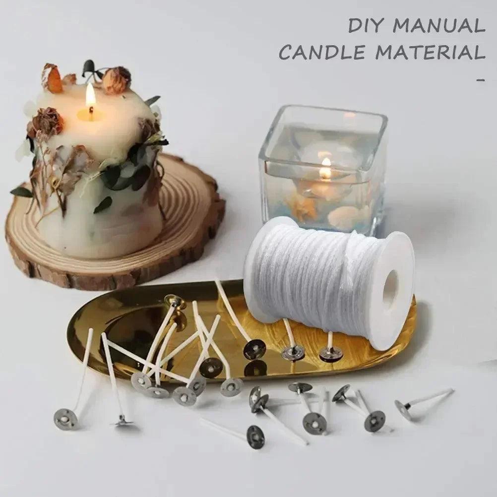 100pcs candle holder 61m cotton wick smokeless aromatherapy cylindrical thread making kit diy maker