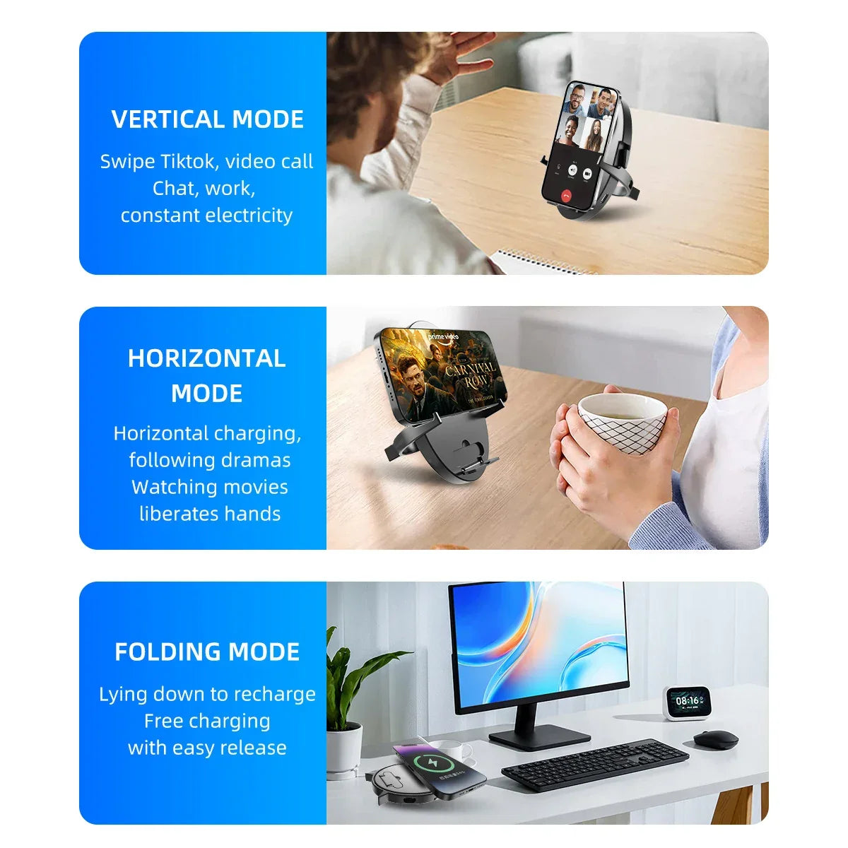 New Foldable Quick Wireless Charging Station Stand 15W Convenient Mobile Phone Wireless Charger Charger Quick Charging Station