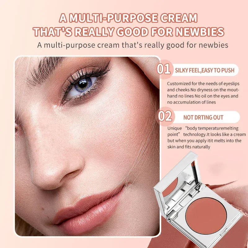 Multi-Purpose Facial Cream - Blush, Lipstick And Eyeshadow, Waterproof And Long-Lasting, Ideal Contour And Prominence