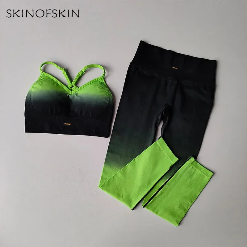 Seamless Sports Bras Gradient Yoga Suit
