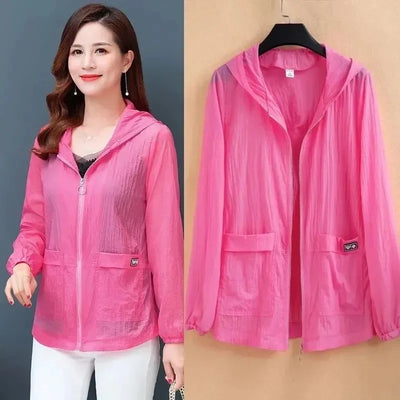 2025 New Summer Women Jacket Hooded Beach UV Jackets Female Long Sleeve Thin Sun Protection Clothing Windbreaker Ladies Casual