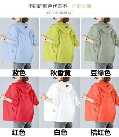 2025 New Fashion Summer Sun Protection Clothing Women Hooded Short Breathable Loose Print Thin Casual Sun Jackets Female Coats