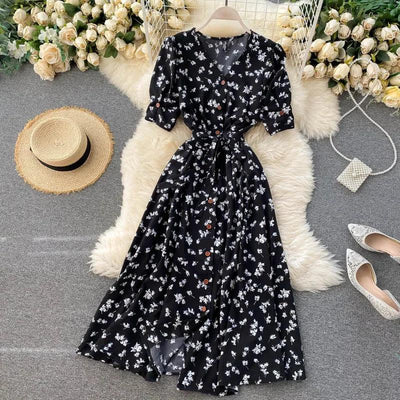 Korean Red elegant sexy Dress women Summer Autumn V-neck polka dot midi dress waist split dress vestidos de fiesta clothes