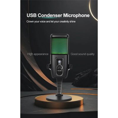 ABUO-Desktop RGB USB Condenser Microphone Gaming, Large Mic Head, Plug& Play Designed Ideal For Streaming And Podcasting