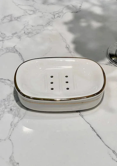 Light luxury high-end soap box Ceramic light luxury toilet bathroom drain soap box household no water