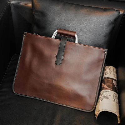 New Men's Bag Retro Leather Handbags Large Business Briefcase Famous Designer's Shoulder bag Luxury Brand File Bag For Cool Boys