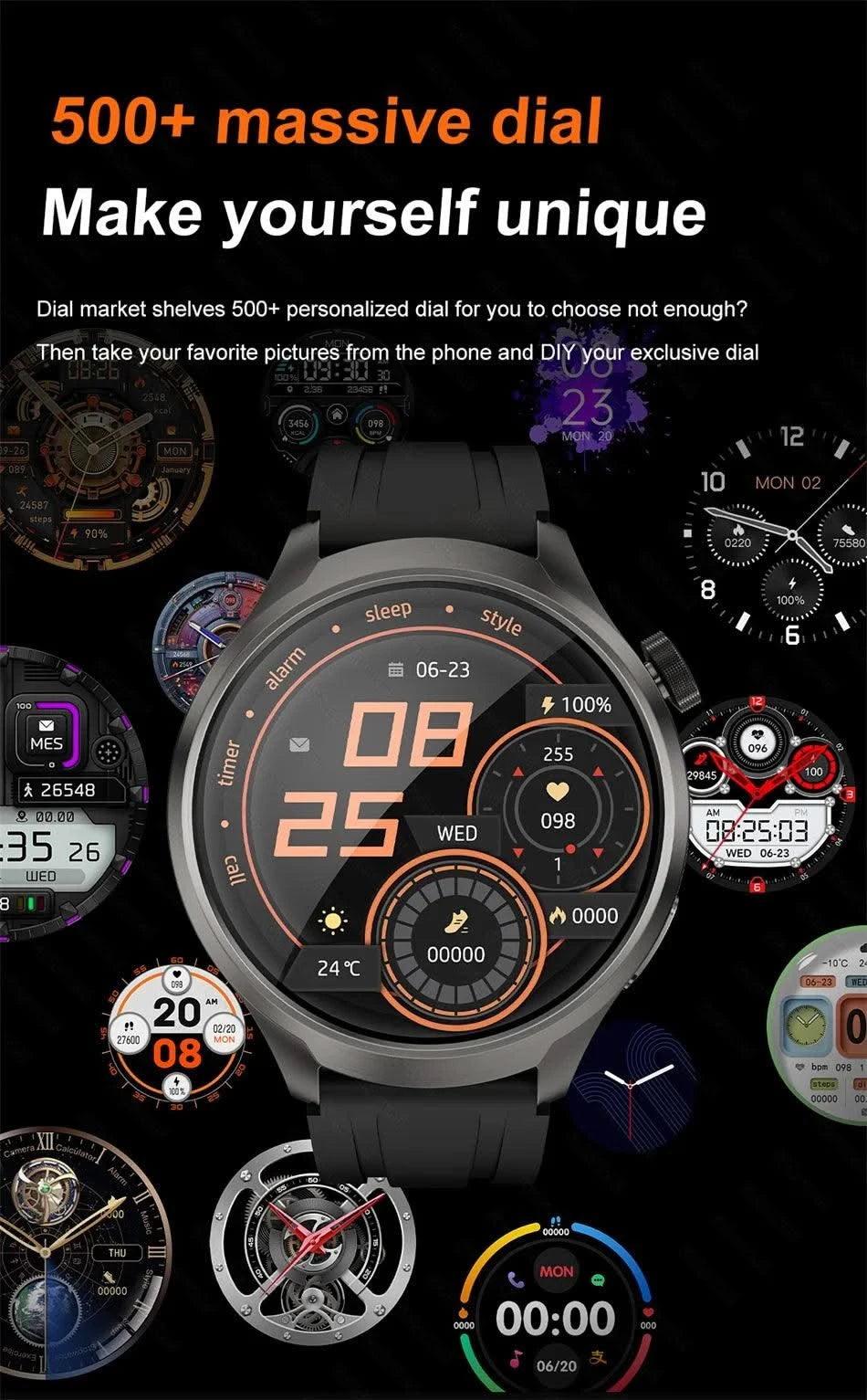 Smart Watch 1.85" BIG AMOLED Screen NFC GPS Tracker IP68 Watch 4 BT5.3 Call Health Smartwatches Custom Dial Series GT Upgraded