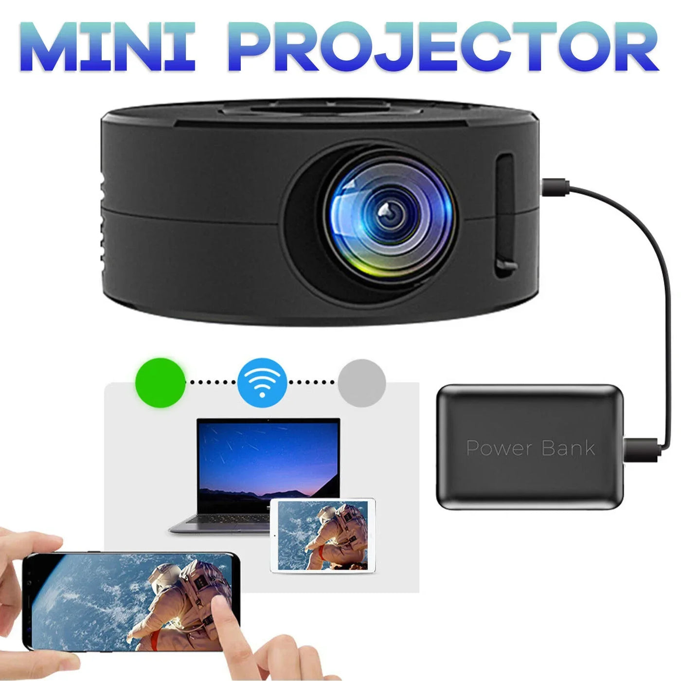 Mini Projector 1080p Small Home Movie Projector Built in Speaker Same Screen Function Portable for Android for Phone