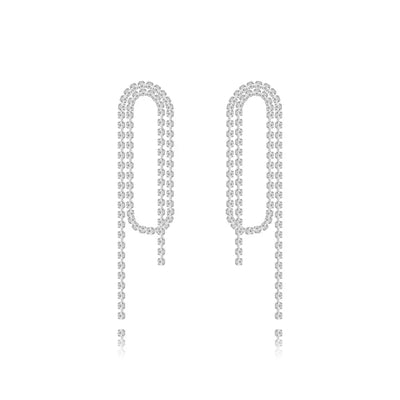 Fashion Statement Long Statement Gold Plated Bling Tassel Earring For Women Female Stainless Steel Wedding Daily Pendant Jewelry