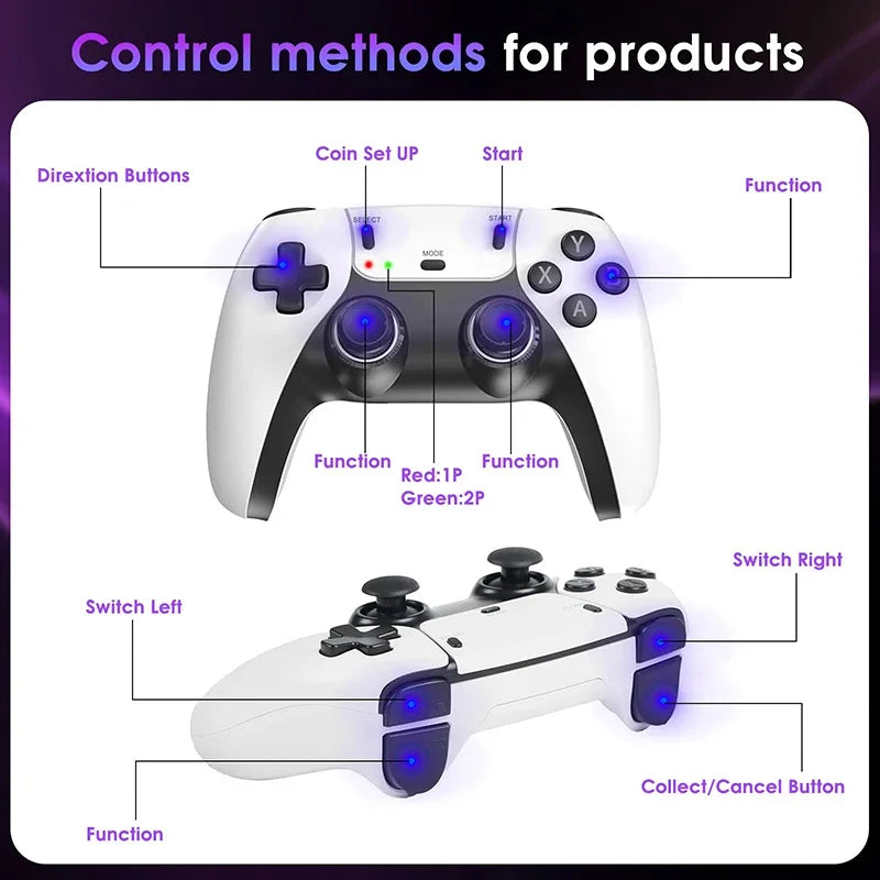 Built-in 40000+ Retro Games M15 4K TV Game Stick, 64GB Console with Wireless Gamepads, Supports 23+ Simulators for HD TV Gaming