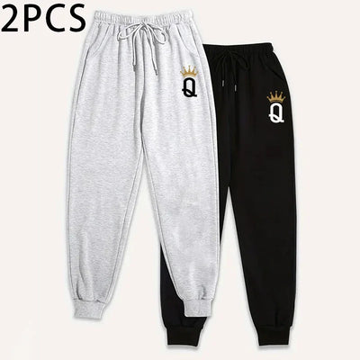 Women's Sweatpants 2 Piece Set Pure Color Joggers Fall Winter Lounge Pants Comfort Fit Athletic Casual Trousers 2packs