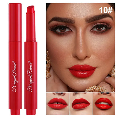 Solid Lipstick Long-lasting Easy Color Lip Stain Moisturizing Lip Gloss Pearl Mirror Lipgloss Tint Sexy Red Lipstick Makeup