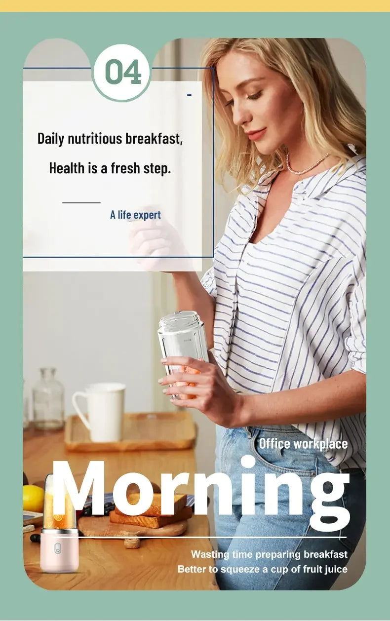 Portable Blender Bottle Electric 6 Blades Multifunction Juice Blender Fresh Juice Smoothie Blender Ice CrushCup Food Processor