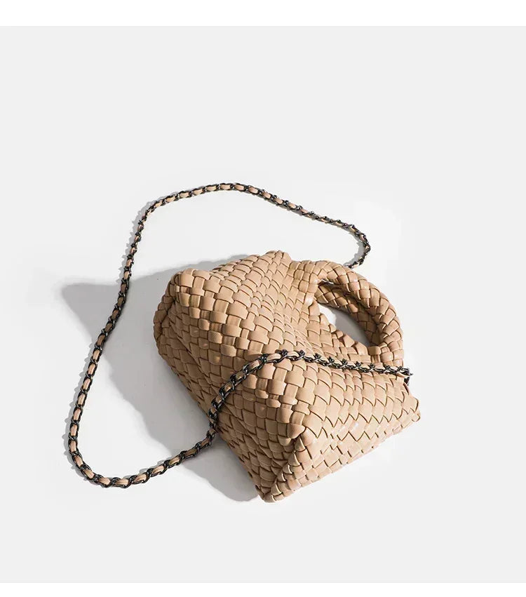 Designer bag women’s handbag popular small size version pu leather woven fashion style soft handmade bucket