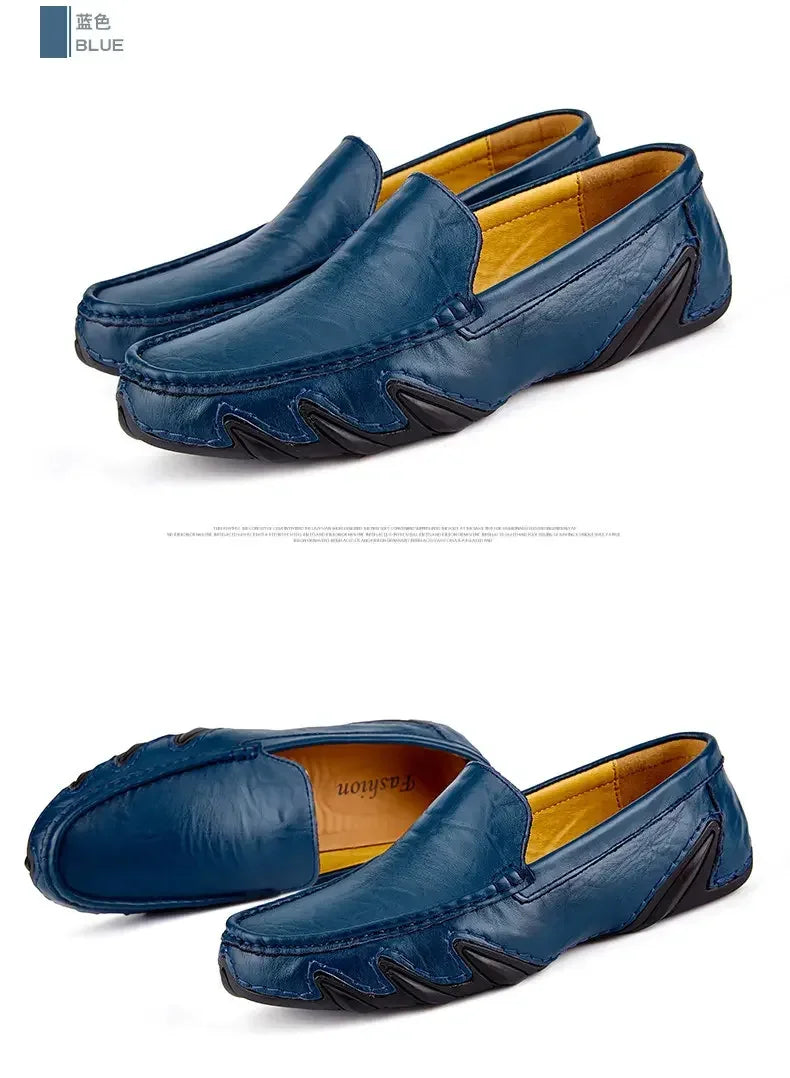 Autumn Shoes for Men Leather Casual Shoes Luxury Italian Men's Loafers Moccasins Breathable Black Versatile Driving Shoes 2024